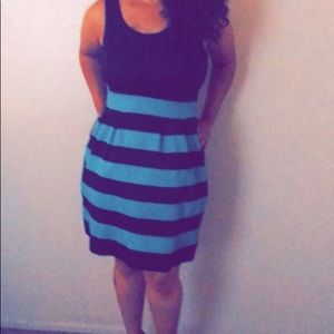 Black and Teal Skater Dress